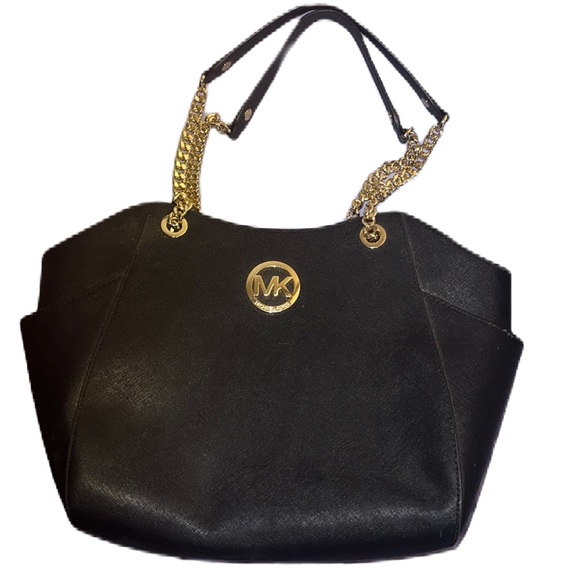 Michael Kors Handbags - Michael Kors Tote Bag - Black Leather & Gold - Jet Set Travel BNWT